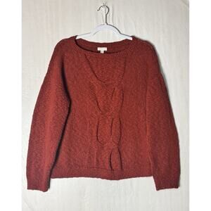 Garnet Hill Womens Organic Cotton Chunky Cable Knit Sweater Medium Scandinavian